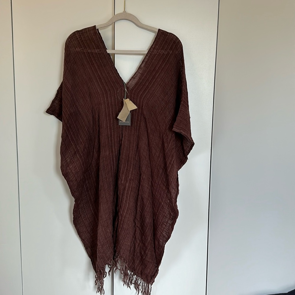 MONSERAT DE LUCCA WINE (DARK RED) SLEEVELESS TUNIC COVERUP - ELEGANT BOHO Sz L